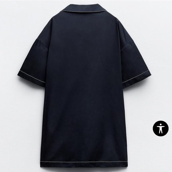 Zara Contrast Topstitching Poplin Dress - Picture 8 of 8